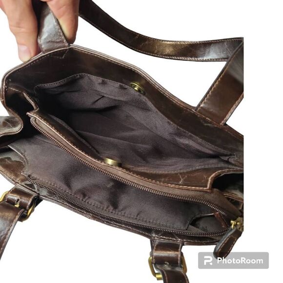 Simple Vintage Vegan Leather Brown Bag - Picture 7 of 11